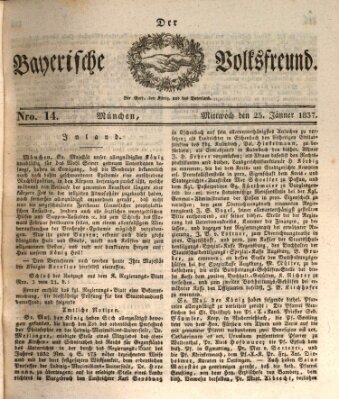 Der bayerische Volksfreund Mittwoch 25. Januar 1837