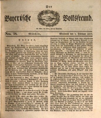 Der bayerische Volksfreund Mittwoch 1. Februar 1837