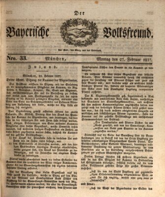 Der bayerische Volksfreund Montag 27. Februar 1837