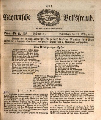 Der bayerische Volksfreund Samstag 25. März 1837