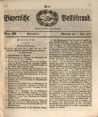 Der bayerische Volksfreund Mittwoch 7. Juni 1837