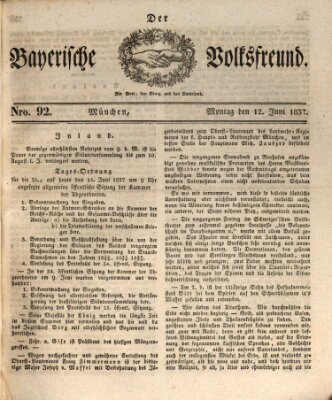 Der bayerische Volksfreund Montag 12. Juni 1837