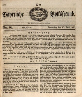 Der bayerische Volksfreund Donnerstag 15. Juni 1837