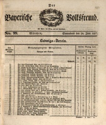 Der bayerische Volksfreund Samstag 24. Juni 1837