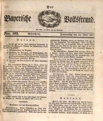 Der bayerische Volksfreund Donnerstag 29. Juni 1837