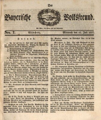 Der bayerische Volksfreund Mittwoch 12. Juli 1837