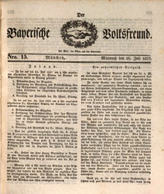 Der bayerische Volksfreund Mittwoch 26. Juli 1837