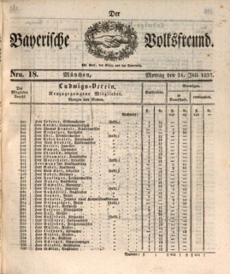 Der bayerische Volksfreund Montag 31. Juli 1837