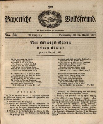 Der bayerische Volksfreund Donnerstag 24. August 1837