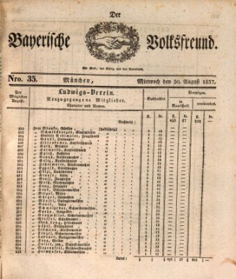 Der bayerische Volksfreund Mittwoch 30. August 1837