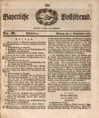 Der bayerische Volksfreund Montag 4. September 1837