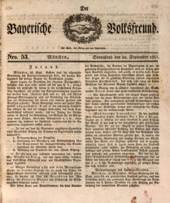 Der bayerische Volksfreund Samstag 30. September 1837