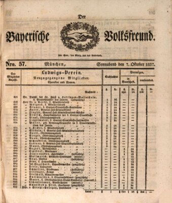 Der bayerische Volksfreund Samstag 7. Oktober 1837