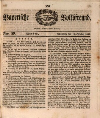 Der bayerische Volksfreund Mittwoch 11. Oktober 1837