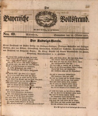 Der bayerische Volksfreund Samstag 28. Oktober 1837