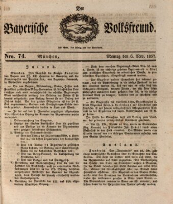 Der bayerische Volksfreund Montag 6. November 1837