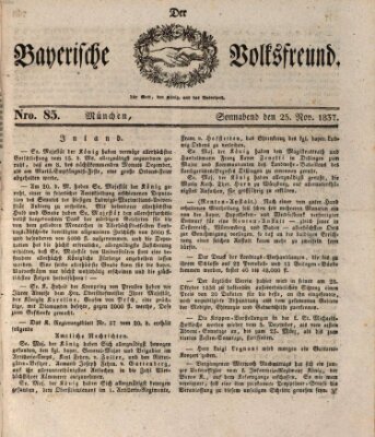 Der bayerische Volksfreund Samstag 25. November 1837