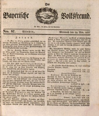 Der bayerische Volksfreund Mittwoch 29. November 1837