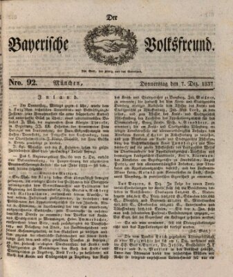 Der bayerische Volksfreund Donnerstag 7. Dezember 1837