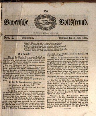 Der bayerische Volksfreund Mittwoch 3. Januar 1838