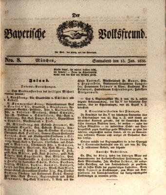 Der bayerische Volksfreund Samstag 13. Januar 1838