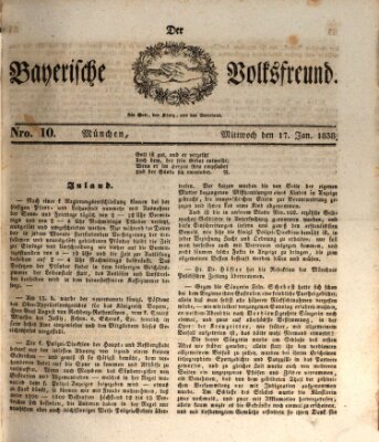 Der bayerische Volksfreund Mittwoch 17. Januar 1838