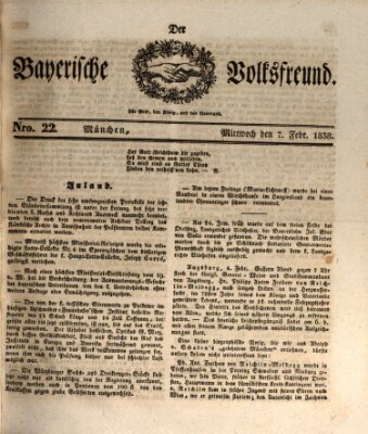 Der bayerische Volksfreund Mittwoch 7. Februar 1838