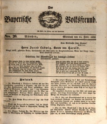 Der bayerische Volksfreund Mittwoch 14. Februar 1838