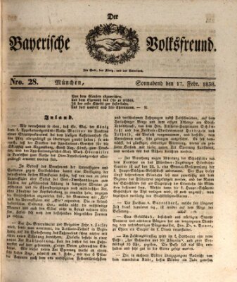 Der bayerische Volksfreund Samstag 17. Februar 1838