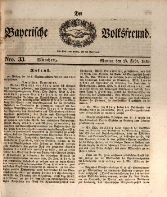 Der bayerische Volksfreund Montag 26. Februar 1838