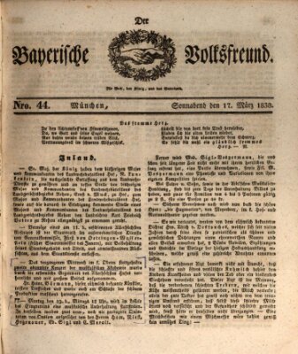 Der bayerische Volksfreund Samstag 17. März 1838