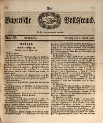 Der bayerische Volksfreund Montag 2. April 1838