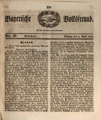 Der bayerische Volksfreund Montag 9. April 1838