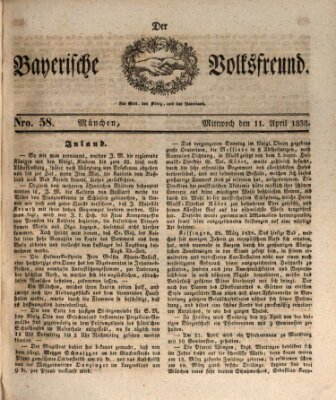 Der bayerische Volksfreund Mittwoch 11. April 1838