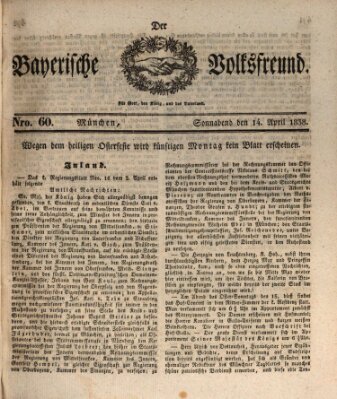 Der bayerische Volksfreund Samstag 14. April 1838