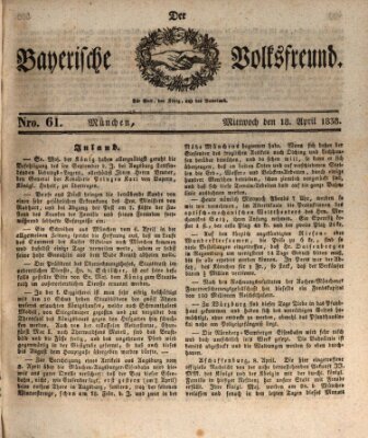 Der bayerische Volksfreund Mittwoch 18. April 1838