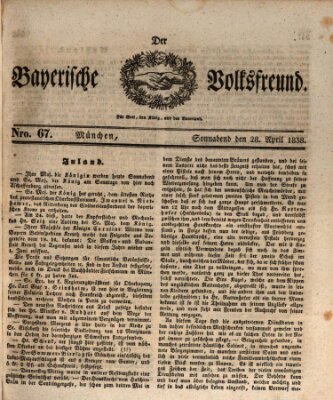 Der bayerische Volksfreund Samstag 28. April 1838