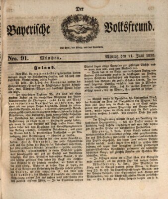 Der bayerische Volksfreund Montag 11. Juni 1838