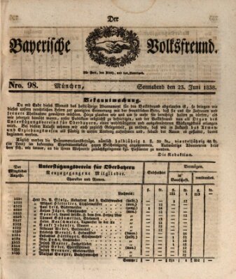 Der bayerische Volksfreund Samstag 23. Juni 1838