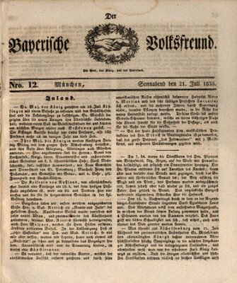 Der bayerische Volksfreund Samstag 21. Juli 1838