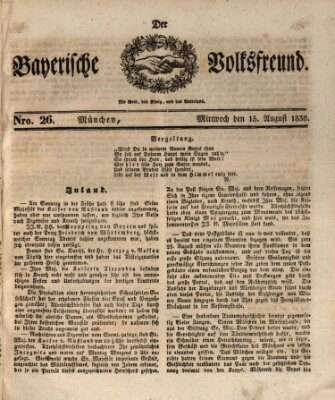 Der bayerische Volksfreund Mittwoch 15. August 1838