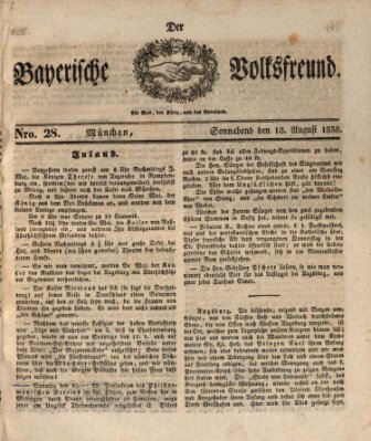 Der bayerische Volksfreund Samstag 18. August 1838