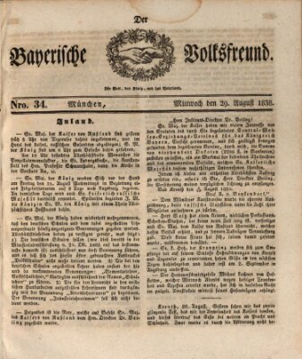 Der bayerische Volksfreund Mittwoch 29. August 1838