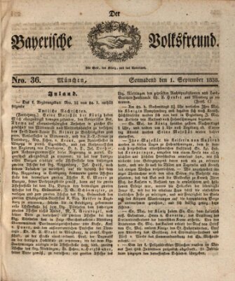 Der bayerische Volksfreund Samstag 1. September 1838