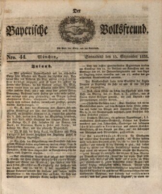 Der bayerische Volksfreund Samstag 15. September 1838