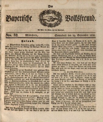 Der bayerische Volksfreund Samstag 29. September 1838