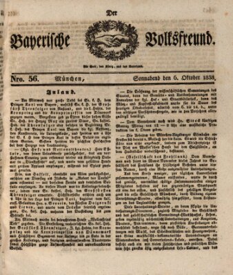 Der bayerische Volksfreund Samstag 6. Oktober 1838