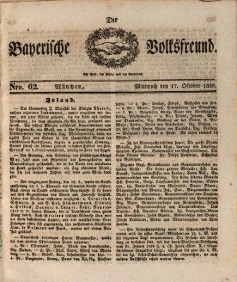 Der bayerische Volksfreund Mittwoch 17. Oktober 1838