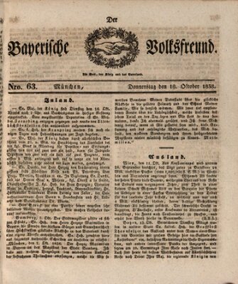 Der bayerische Volksfreund Donnerstag 18. Oktober 1838