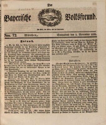 Der bayerische Volksfreund Samstag 3. November 1838